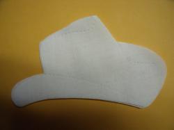 Cowboy Hat Laser Cut Appliques (Size: 5"W, Color: White  , Direction: Facing right)