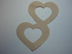 Double Nested Heart Laser Cut Appliques (Size: 4"H, Color: Tan/Beige )