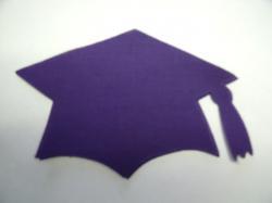 Graduation Cap - colors Laser Cut Appliques (Size: 4"W, Color: Purple )