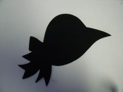 Hat / Sunbonnet Laser Cut Appliques (Size: with FUSIBLE - 6"W, Color: Black  , Direction: Facing left)