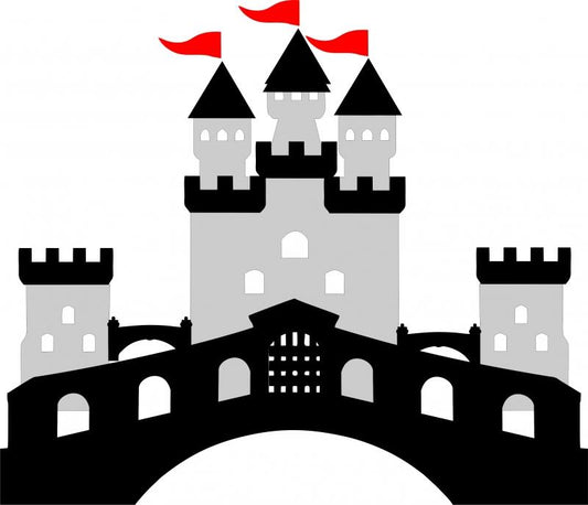KIT - Castle with Bridges Laser Cut Appliques (Price: with FUSIBLE -15"H)