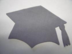 Graduation Cap - colors Laser Cut Appliques (Size: with FUSIBLE - 6"W, Color: Gray )