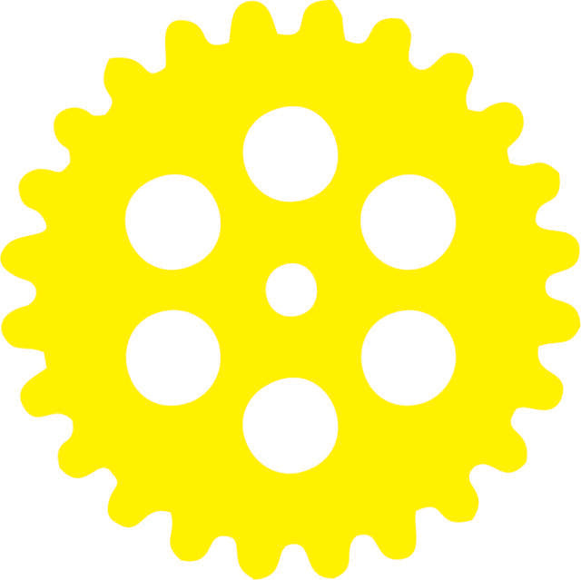 Gear #1 Silhouette Laser Cut Appliques (Color: Yellow, Size: 10")