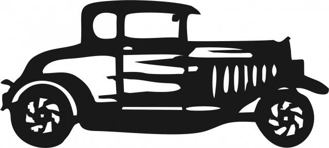 Antique Vintage Street Rod Silhouette Laser Cut Appliques (Size: 8"W, Direction: facing right)