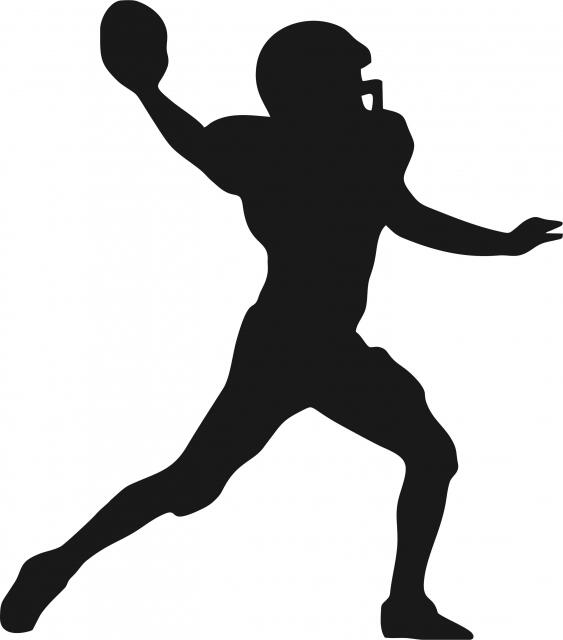 Football Quarterback Silhouette Laser Cut Appliques (Direction: facing right, Size: with FUSIBLE - 9"H)