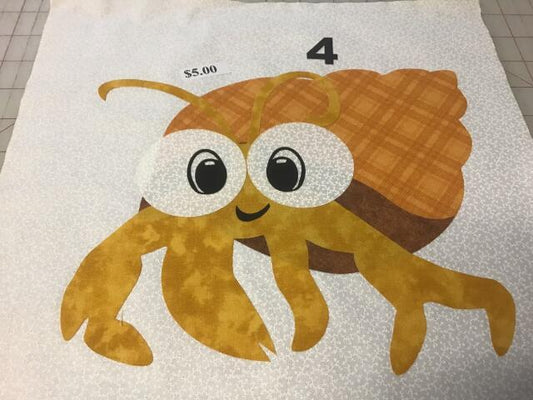 Kit - Crab Laser Cut Appliques (Color: Gold plaid shell, Price: with FUSIBLE )
