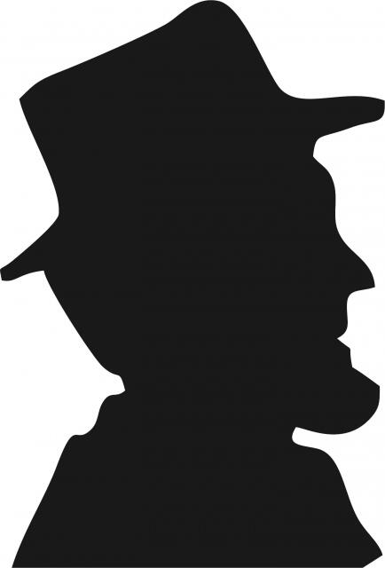 Amish Man Portrait Silhouette Laser Cut Appliques (Size: with FUSIBLE - 7"H, Direction: facing right)