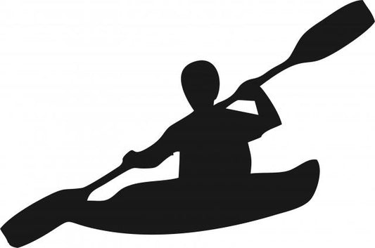 Kayaker Silhouette Laser Cut Appliques (Size: with FUSIBLE - 10"W, Description: facing left)
