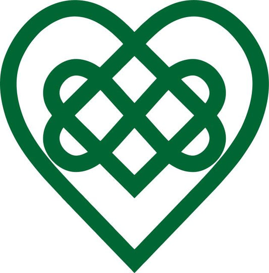 Celtic Bound Hearts Silhouette Laser Cut Appliques (Color: Dark Green, Size: with FUSIBLE - 7"W)