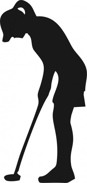 Female Golfer Silhouette Laser Cut Appliques (Size: 9"H, Direction: facing left)