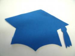Graduation Cap - colors Laser Cut Appliques (Size: with FUSIBLE - 4"W, Color: Blue  )