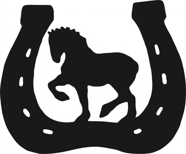 Draft Horse in Horseshoe Silhouettes Laser Cut Appliques (Size: with FUSIBLE - 9"H, Direction: facing left)