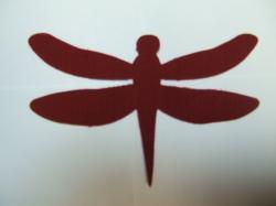 Dragonfly Laser Cut Appliques (Size: with FUSIBLE - 4"W, Color: Red )