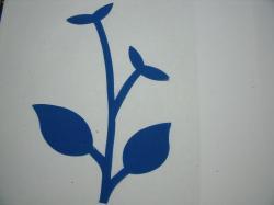 Flower Stem w/Leaf Large Laser Cut Appliques (Size: with FUSIBLE - , Color: Blue )