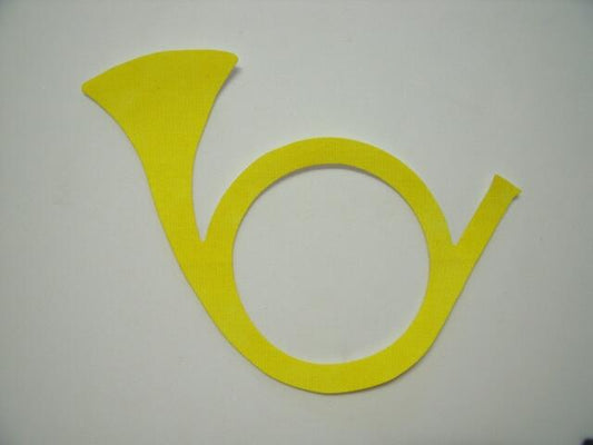 Christmas Horn Laser Cut Appliques (Size: 4"W, Color: Yellow, Direction: Facing right)