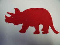 Dinosaur - Triceratops Laser Cut Appliques (Size: 6"W, Color: Red  , Direction: Facing left)