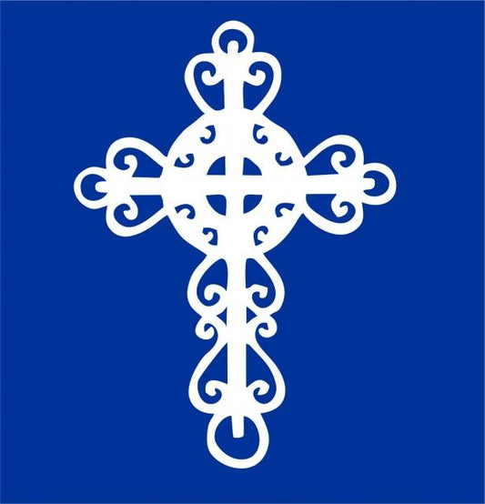 Cross #6 Silhouette Laser Cut Appliques (Size: 10"H, Color: White)