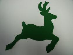 Christmas Reindeer Laser Cut Appliques (Color: Green  , Size: with FUSIBLE - 4"H, Direction: Facing right)