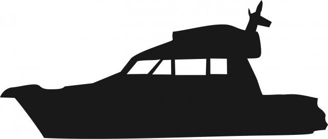 Cabin Cruiser Silhouette Laser Cut Appliques (Size: with FUSIBLE - 8"W, Direction: facing left)