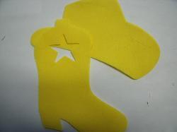Cowboy Hat & Boot Laser Cut Appliques (Size: 5"H	, Color: Yellow  , Direction: Facing left)