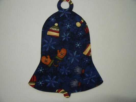 Christmas Bell  Laser Cut Appliques (Size: 6"H, Color: Blue Hats & Mittens)