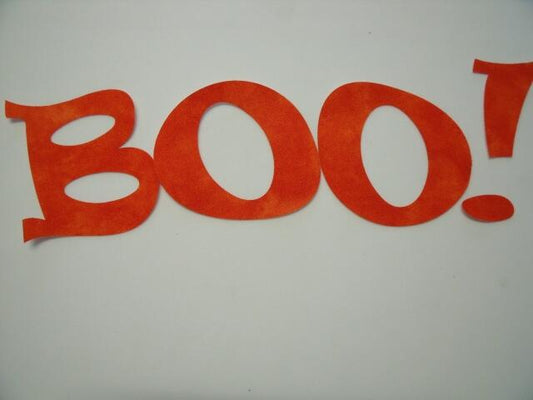 Halloween BOO!  Letters Ravie Design Laser Cut Appliques (Size: 4"H , Color: Orange  )