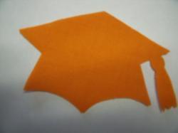Graduation Cap - colors Laser Cut Appliques (Size: 6"W, Color: Orange )