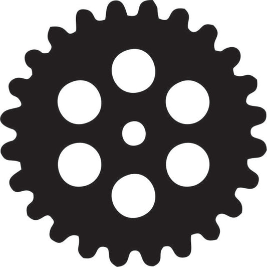 Gear #1 Silhouette Laser Cut Appliques (Color: Black, Size: with FUSIBLE - 7")