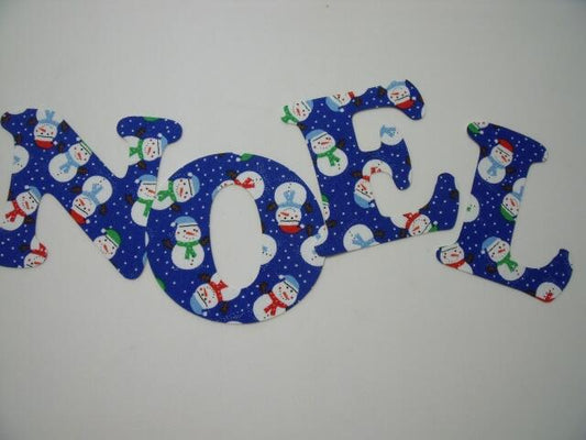 Christmas NOEL Letters Laser Cut Appliques (Size: 4"H, Color: Blue Snowmen)