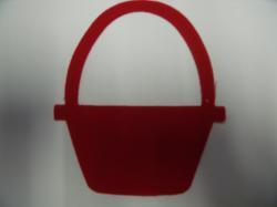 Basket Laser Cut Appliques (Size: with FUSIBLE - 5"H, Color: Red  )