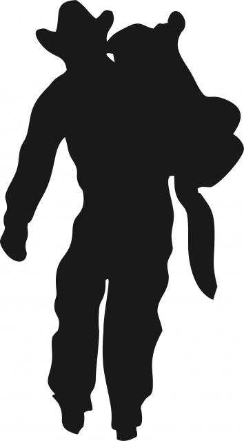 Cody Carrying Saddle Silhouette Laser Appliques (Size: with FUSIBLE - 8"H, Direction: saddle on right)