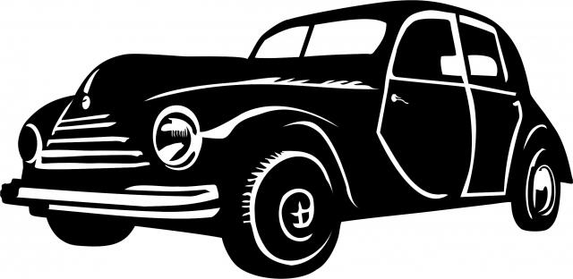 Antique Vintage 1940's Sedan Silhouette Laser Cut Appliques (Size: with FUSIBLE - 10"W, Direction: facing left)