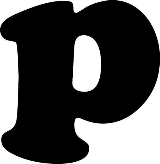 Letter - "p" Lowercase Laser Cut Appliques (Font Style: Cooper Black, Color: White, Size: with FUSIBLE - 3"H)