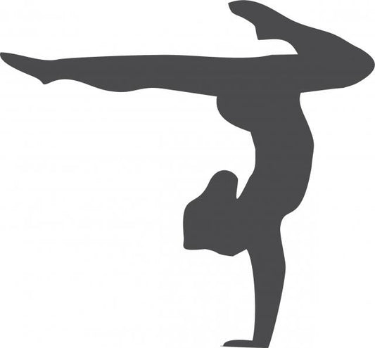 Gymnast Floor Exercise Silhouette Laser Cut Appliques (Size: with FUSIBLE - 8"W, Direction: facing left)