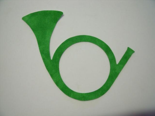 Christmas Horn Laser Cut Appliques (Size: 4"W, Color: Tonal - Green, Direction: Facing right)