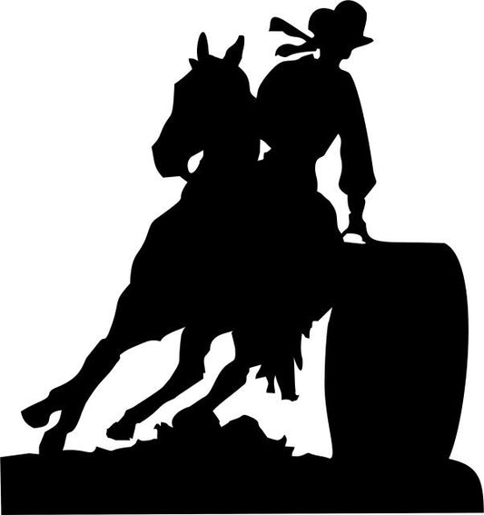 Cheyenne's Barrel Racer Silhouette Laser Cut Appliques (Direction: facing right, Size: 9"H)