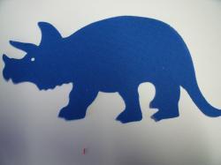 Dinosaur - Triceratops Laser Cut Appliques (Size: with FUSIBLE - 7"W, Color: Blue , Direction: Facing right)