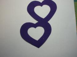 Double Nested Heart Laser Cut Appliques (Size: with FUSIBLE - 5"H, Color: Purple  )