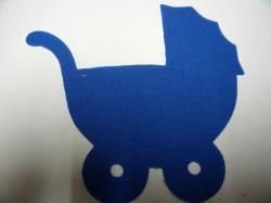 Baby Carriage Laser Cut Appliques (Size: 6"W, Color: Blue  , Direction: Facing left)