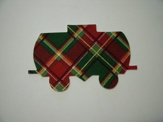Christmas Train Tank Car Laser Cut Appliques (Size: 4"H, Color: Red & Green Plaid)