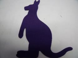 Kangaroo Laser Cut Appliques (Size: with FUSIBLE - 4"H, Color: Purple , Direction: Facing right)