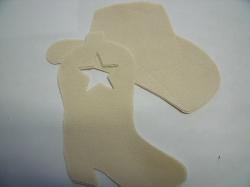 Cowboy Hat & Boot Laser Cut Appliques (Size: 5"H	, Color: Tan/Beige , Direction: Facing right)