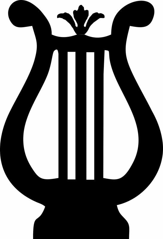 Harp Silhouette Laser Cut Appliques (Size: with FUSIBLE - 8"W)