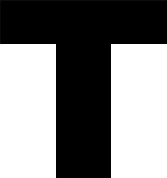 Letter - “T” Capital Laser Cut Appliques (Font Style: Arial Black, Color: White, Size: 5"H)