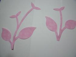 Flower Stem w/Leaf Laser Cut Applique Sets (Size: with FUSIBLE , Color: Tonal - Pastel Pink)