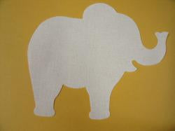 Elephant Laser Cut Appliques (Size: 4"W, Color: White, Directon: Facing left)