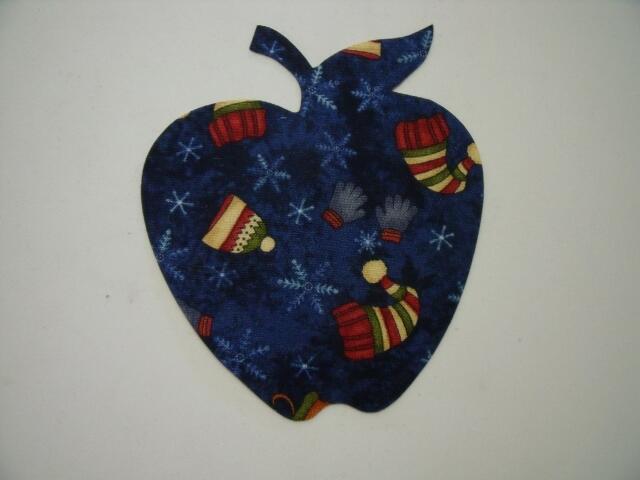Christmas Apple Laser Cut Appliques (Size: with FUSIBLE - 6"H, Color: Blue Hats & Mittens)