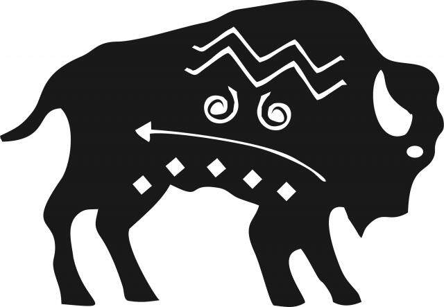 Buffalo Symbol Silhouette Laser Cut Appliques (Size: 9"W, Direction: facing right)