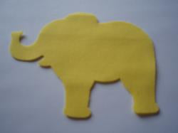 Elephant Laser Cut Appliques (Size: 5"W, Color: Yellow , Directon: Facing right)
