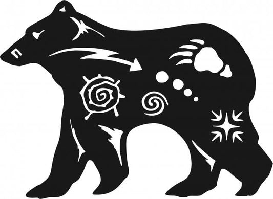 Bear Symbol Silhouette Laser Cut Appliques (Size: 8"W, Color: Black facing left)